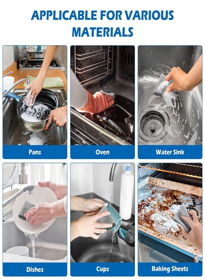 VTMCUI 6 pcs Wire Dishwashing Rag for Wet and Dry,Non-Scratch Wire Dishcloth,Multipurpose Cleaning Pads, Time-Saver Kitchen Wipes Cleaning Cloths, Silver - Image 2